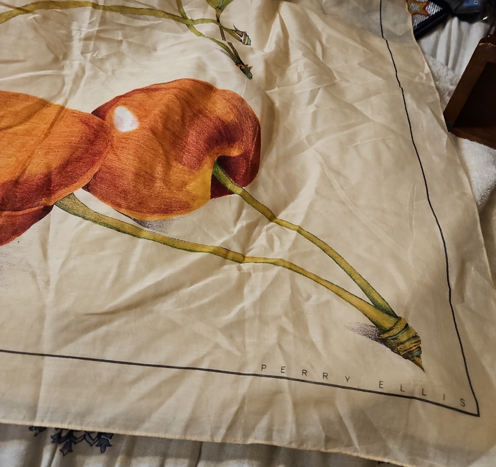 Perry Ellis Orange and Cream Floral Scarf